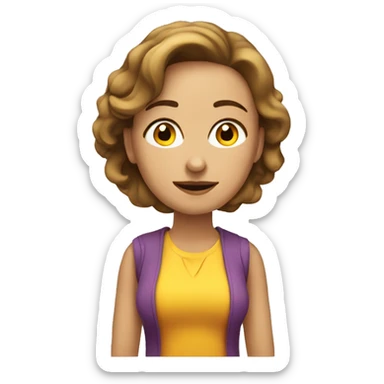 A woman thinking about what to buy sticker