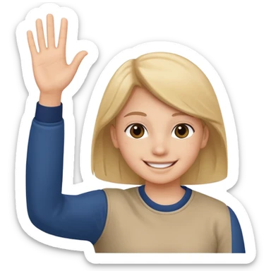 teen waving to parents showing independence sticker