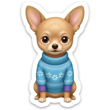 Tan chihuahua wearing a sweater sticker