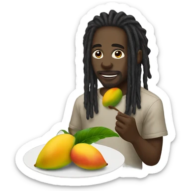 A black man with dreads eating mangoes sticker