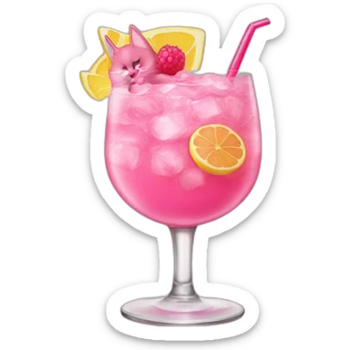 pink-cat-with-coctail sticker