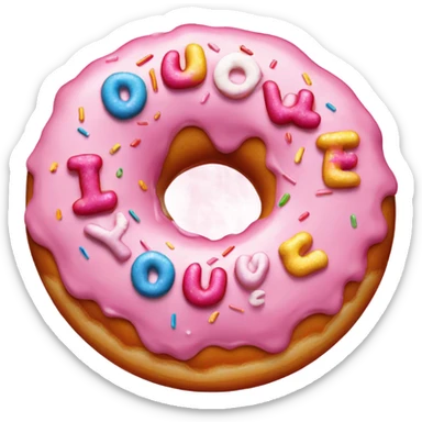A pink doughnut with sprinkles saying I love you sticker