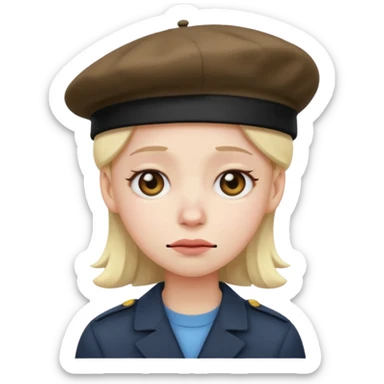 sob emoji face with beret sticker