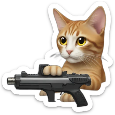 Cat gun sticker