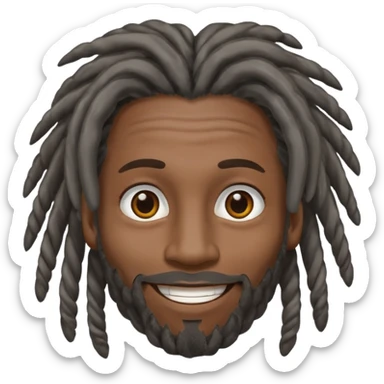 Homem negro de rasta grisalhos sorrindo com olhos menores sticker