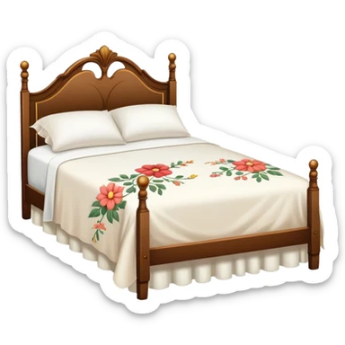 Vintage bed with flower design sticker