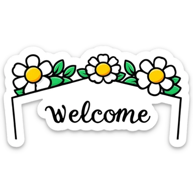 welcome banner with flowers sticker