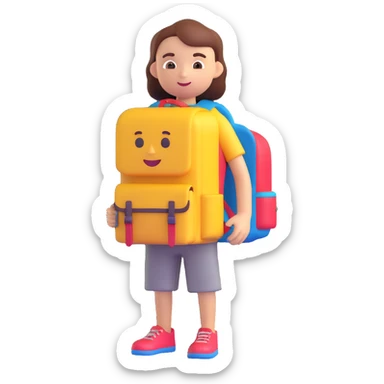 a student travelling, 3D emoji style sticker