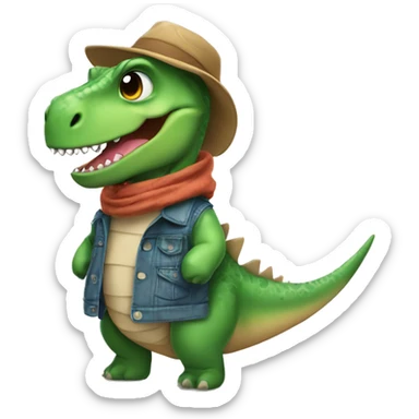 Dinosaurio cute with clothe sticker