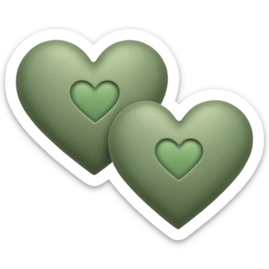 double sage green hearts one darker  sticker