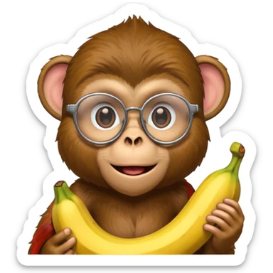 monkey with banana and wearing glasses sticker