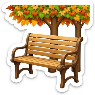 Park bench + leaves sticker
