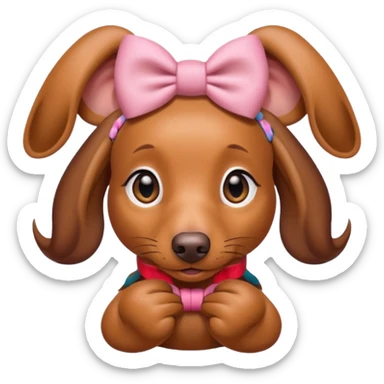 Female Dachshund with bows on ears as in pig tails sticker