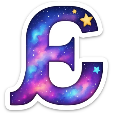letter J filled with galaxy pattern and stars sticker