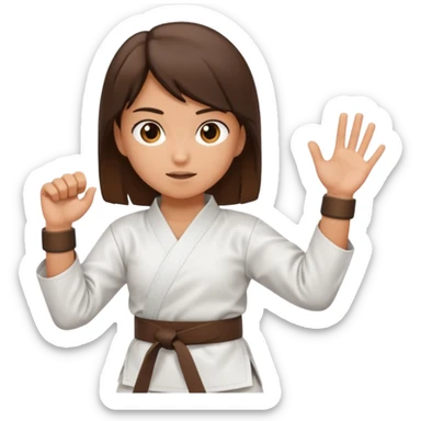 Karate Brunette girl whit brown or black belt that practice sticker