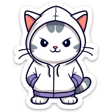 Cat wearing hoodie sticker