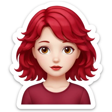 Soft girl with Cherry red wavey medium size hair  sticker