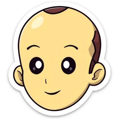 Man with an exaggerated huge forehead, funny character, male face sticker