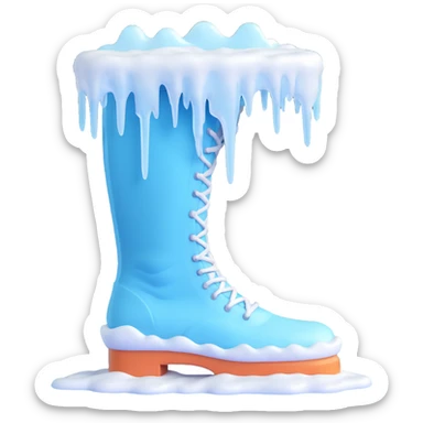 a foot that appears frozen with icicles and frost, sharp cutting edge sticker