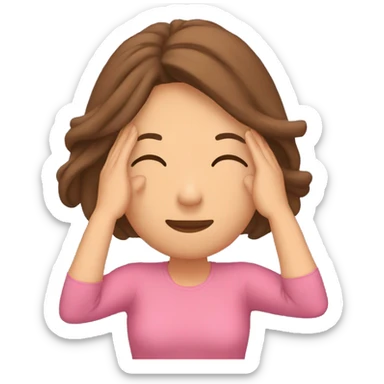 sweatdrop relieved wiping forehead with one hand woman with brown medium hair  sticker