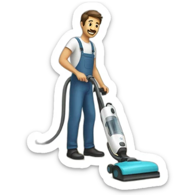 Man using vacuum cleaner sticker
