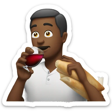  Man drinking wine eating egg roll sticker