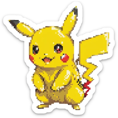 Pikachu, yellow electric pokemon with red cheeks sticker