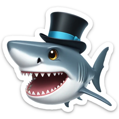 Shark with a top hat sticker