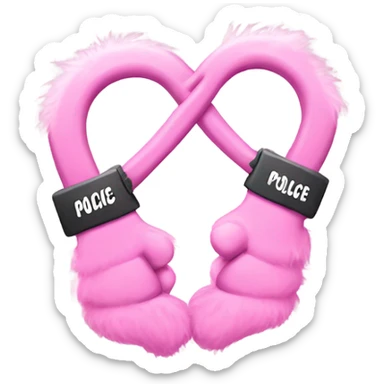 fluffy pink police handcuffs  sticker