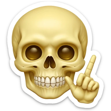 Yellow skull making a “shh” gesture sticker