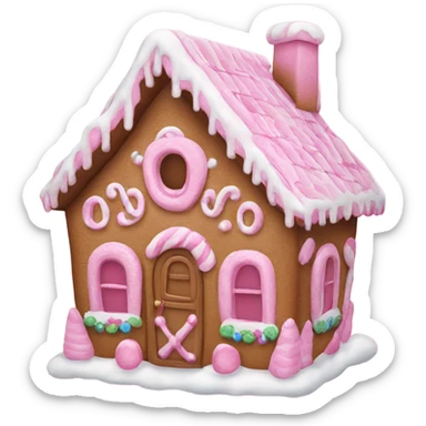 Pink gingerbread house sticker