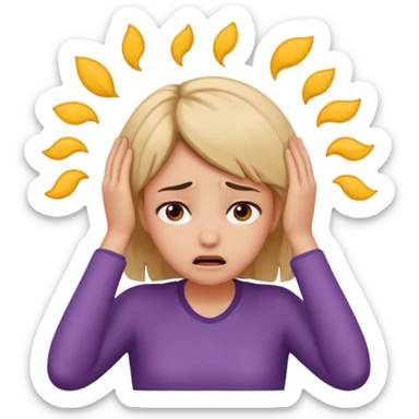 girl stressed out with hands on head sticker