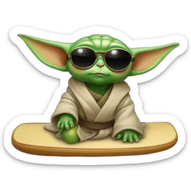 Baby yoda with sunglasses on the surf table sticker