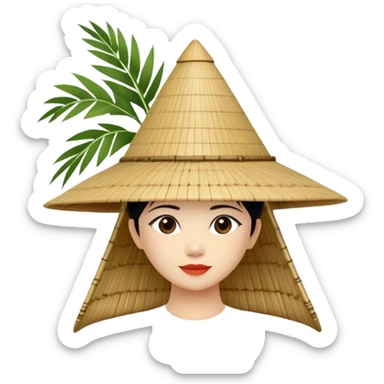 ​Cinematic Realistic Traditional Vietnamese Nón Lá, depicted as a delicately crafted conical hat made of bamboo and palm leaves with subtle texture and natural wear, evoking authentic cultural heritage, please show the hat only sticker