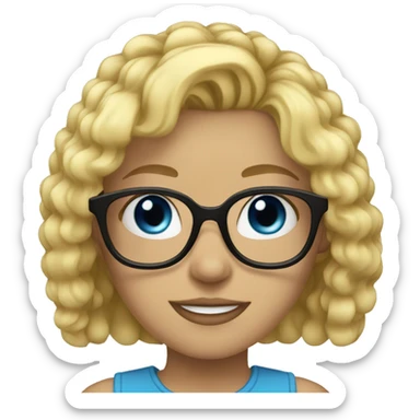 blondę hair, blue eyes and black glasses girl sticker