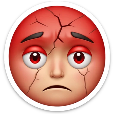 a very sad face that's red, can you make it less human sticker