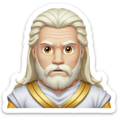 GOD OF WAR Zeus with white eyes white long hair and long white beard  sticker