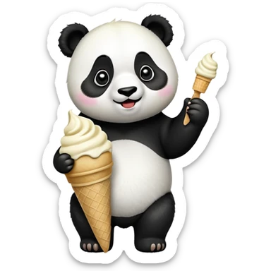 Panda eating ice cream sticker