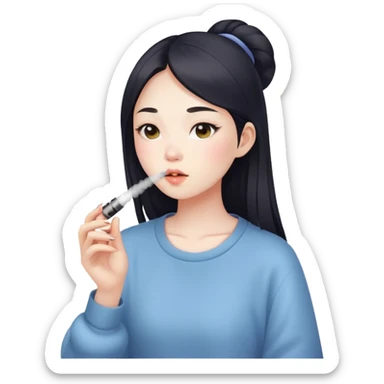 Asian girl vaoing cutely  sticker