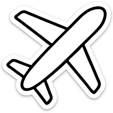 black airplane icon, outlined, suitable as a placeholder sticker