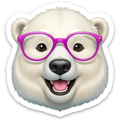 laughing polar bear headshot wearing oversized colorful glasses sticker