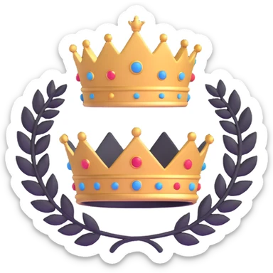 White circular emblem with crown sticker