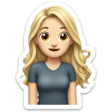 White girl tucking hair behind ear sticker