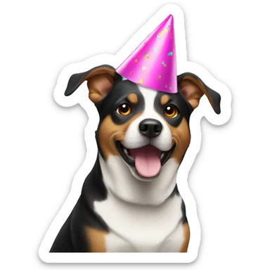 Dog with party hat sticker