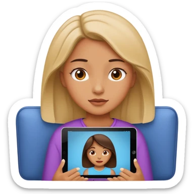 Girl watching a movie on iPad sticker