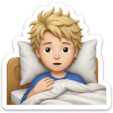 emoji- of a cute boy waking up in bed sticker