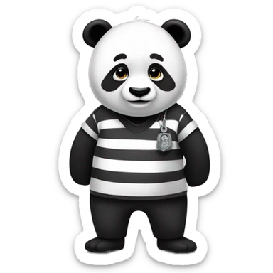 panda being handcuffed, arrested in prison clothes sticker
