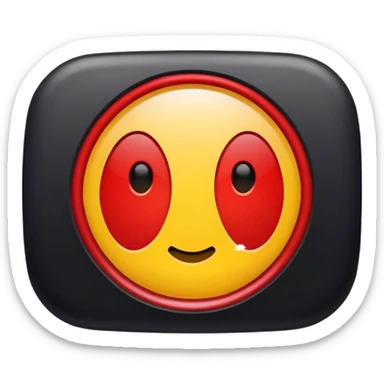 a black and red rectangle with a medium-sized yellow circle in the middle sticker
