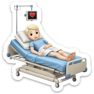 person with a pale face lying in a hospital bed ios style emoji sticker