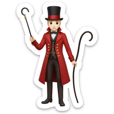 Ringmaster – Man in red coat and top hat, holding a whip or mic, full body sticker